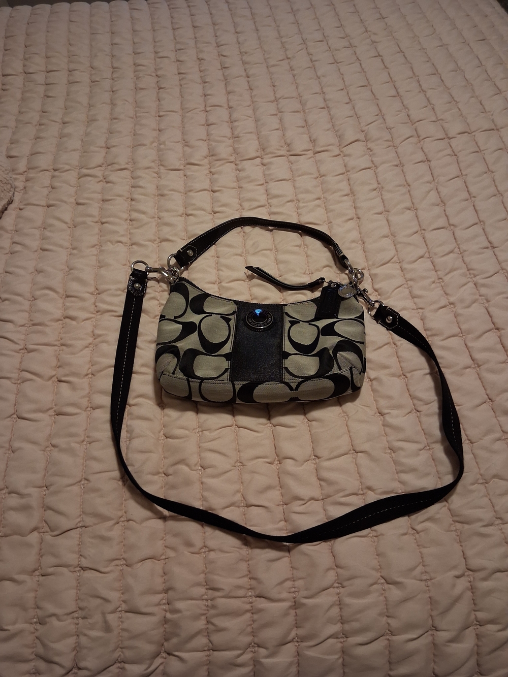 Coach Black and Gray Signature Canvas Shoulder Bag - Picture 2 of 6